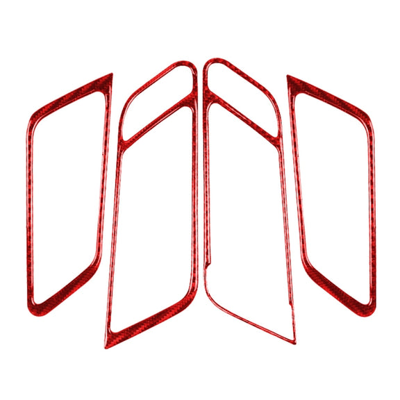 Car Carbon Fiber Door Handle Frame Panel Decorative Sticker for Porsche Macan 2014-2021, Left and Right Drive Universal (Red)