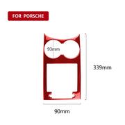Car Carbon Fiber Water Cup Holder Panel Decorative Sticker for Porsche Macan 2014-2021, Left and Right Drive Universal (Red)