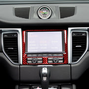 Car Carbon Fiber Navigation Panel Decorative Sticker for Porsche Macan 2014-2018, Left and Right Drive Universal (Red)