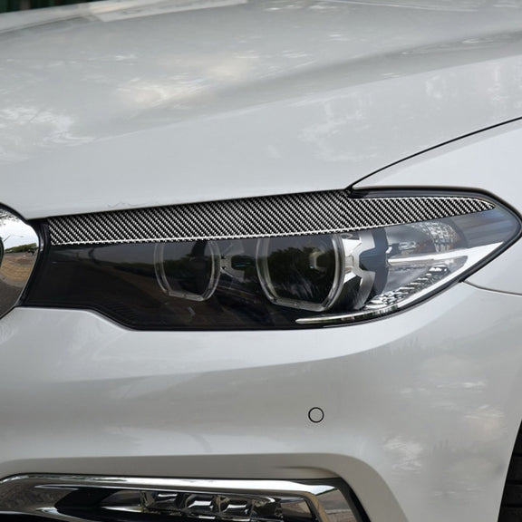 2 PCS / Set Carbon Fiber Car Lamp Eyebrow Decorative Sticker for BMW 5 Series G30 / G38 2018, Drop Glue Version