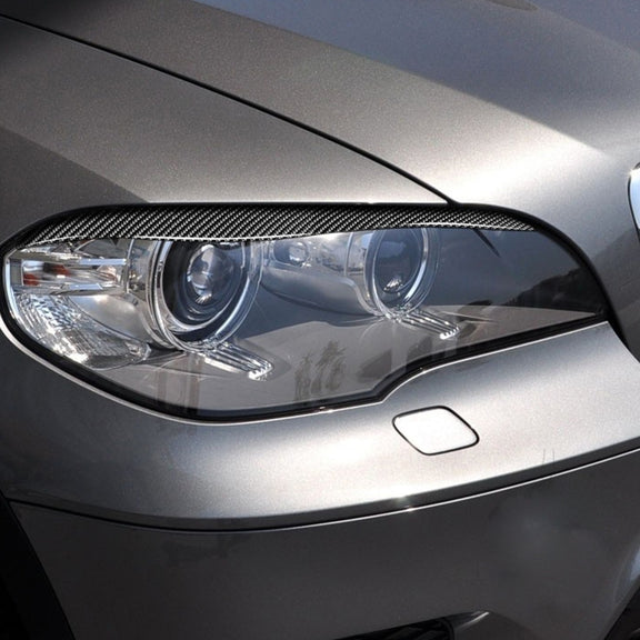 2 PCS / Set Carbon Fiber Car Lamp Eyebrow Decorative Sticker for BMW X5/E70 2010-2012, Drop Glue Version