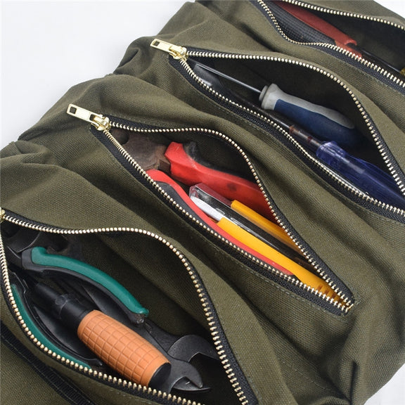 Car Auto Multi-function Canvas Storage Bag Portable Tool Bag Hanging Pocket Bag (Black)