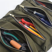 Car Auto Multi-function Canvas Storage Bag Portable Tool Bag Hanging Pocket Bag (Khaki)