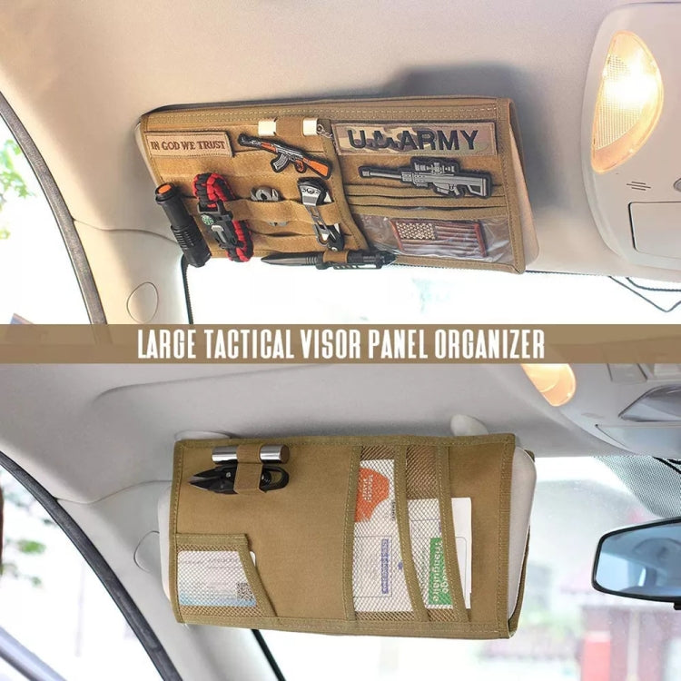 Car Sun Visor Storage Bag Glasses Frame Bill Clip (Khaki)