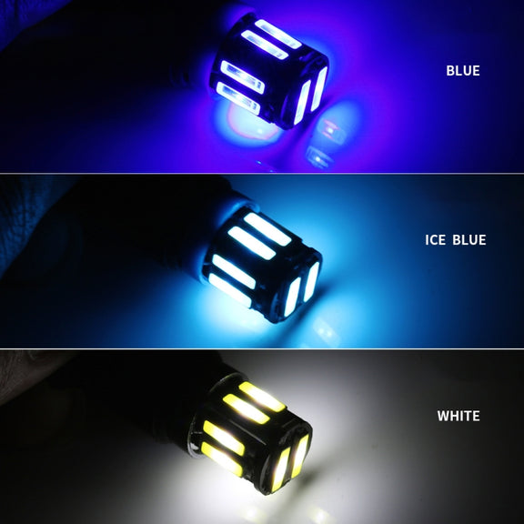 10pcs T10 DC12V / 0.96W / 0.08A Car Clearance Light 10LEDs SMD-7020 Lamp Beads (White Light)