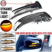 1 Pair For Mercedes-Benz A Class W176 2013-2017 Car Dynamic LED Turn Signal Light Rearview Mirror Flasher Water Blinker (Transparent Black)
