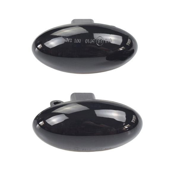 2pcs For Peugeot 1007 Car Dynamic LED Fender Side Light 817300H010 (Transparent Black)