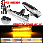2pcs For Mitsubishi Lancer 2008-2018 Car Dynamic LED Fender Side Light (Transparent)