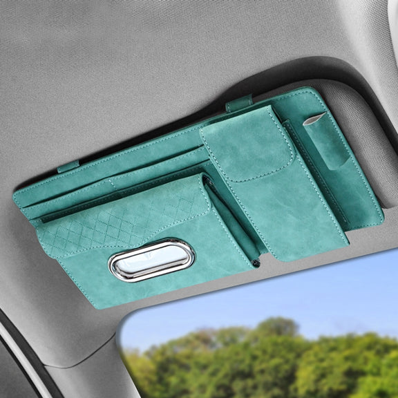 Car Sheepskin Leather Sun Visor Storage Clip (Mint Green)