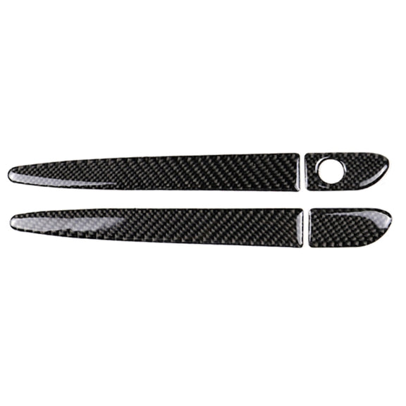 One Set Car Carbon Fiber Outside Door Handle without Smart Hole Decorative Sticker for Mazda CX-5 2017-2018, Left Drive