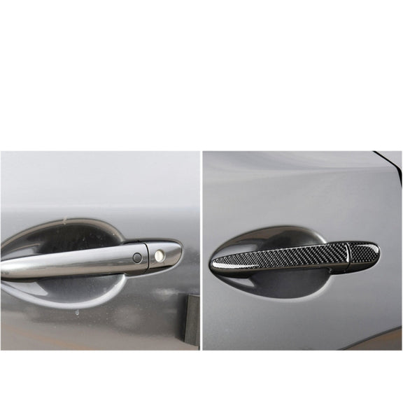 One Set Car Carbon Fiber Outside Door Handle without Smart Hole Decorative Sticker for Mazda CX-5 2017-2018, Left Drive
