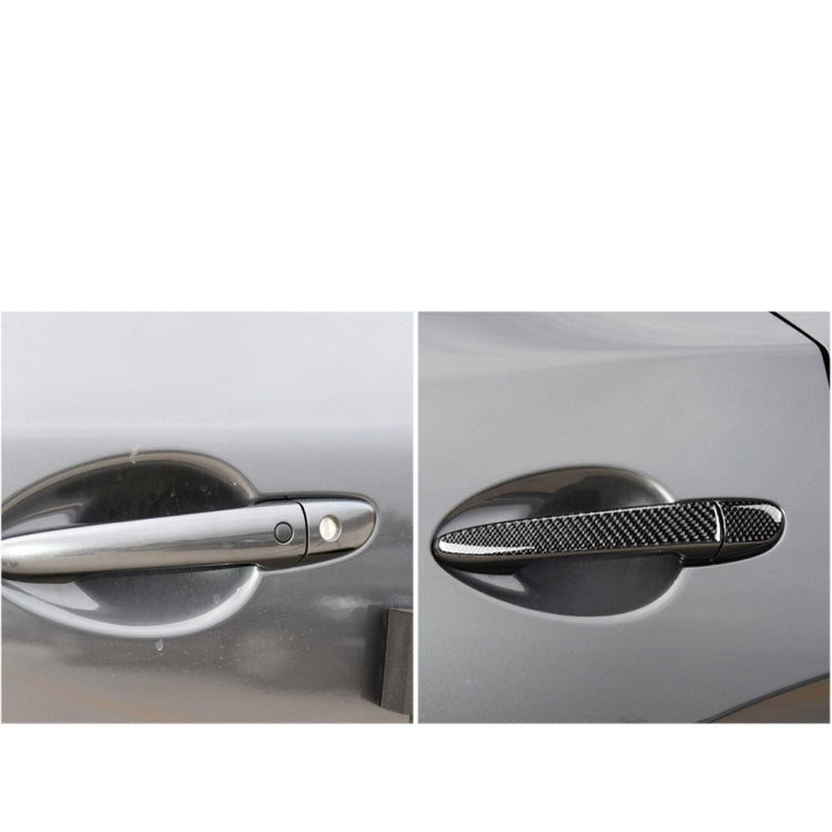 One Set Car Carbon Fiber Outside Door Handle without Smart Hole Decorative Sticker for Mazda CX-5 2017-2018, Left Drive