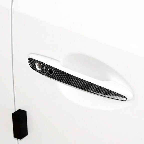 One Set Car Carbon Fiber Outside Door Handle with Smart Hole Decorative Sticker for Mazda CX-5 2017-2018, Right Drive