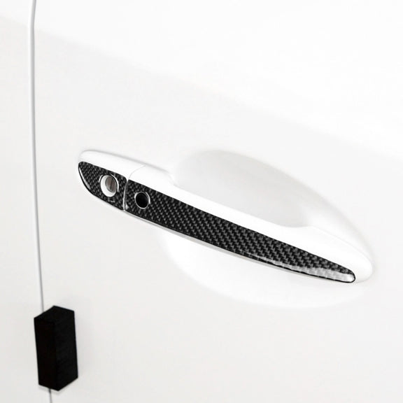Car Carbon Fiber Outside Door Handle with Smart Hole Decorative Sticker for Mazda CX-5 2017-2018, Left Drive