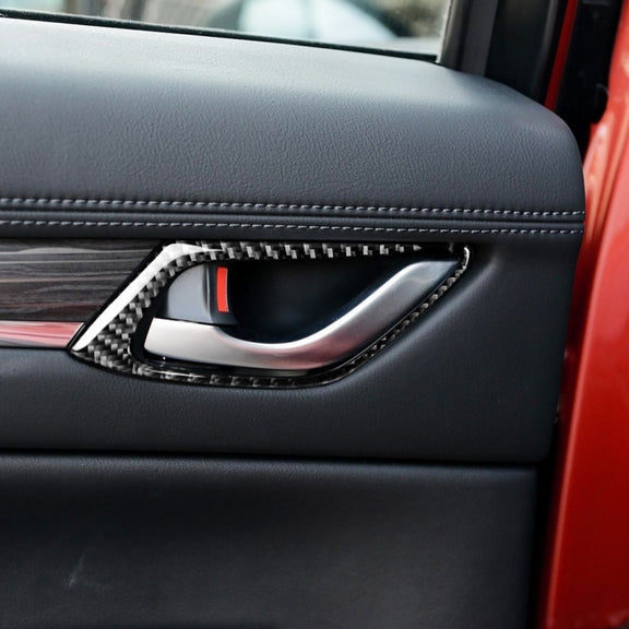 Car Carbon Fiber Inner Door Handle Decorative Sticker for Mazda CX-5 2017-2018, Left and Right Drive Universal