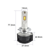 2 PCS P18 H7 DC11-30V 52W 6500K 6500LM Car LED Headlight Lamps