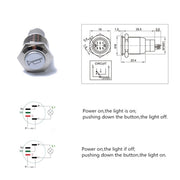 Momentary Reset Switch Push Button 16mm 12V for Car Motorcycle Horn Speaker