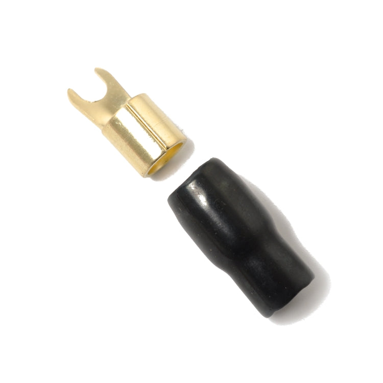 5 Pairs Car Audio Power Ground Wire Fork Terminals Brass 4 Gauge 5/16 inch Connectors Red and Black Boots