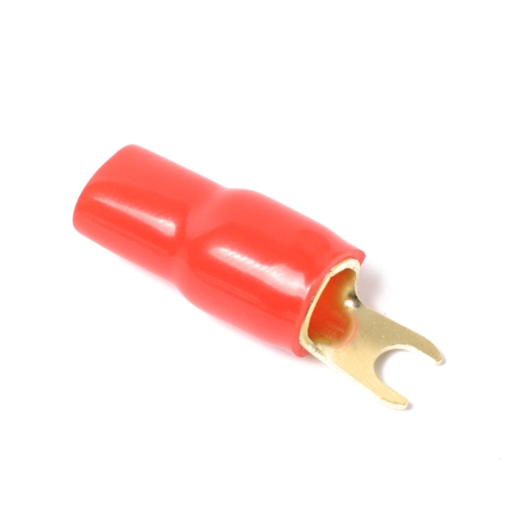 5 Pairs Car Audio Power Ground Wire Fork Terminals Brass 4 Gauge 5/16 inch Connectors Red and Black Boots
