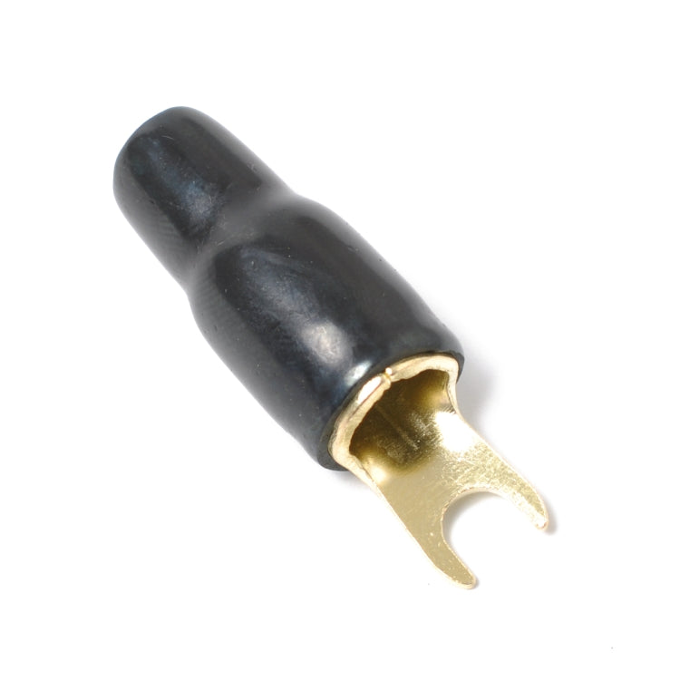 5 Pairs Car Audio Power Ground Wire Fork Terminals Brass 4 Gauge 5/16 inch Connectors Red and Black Boots