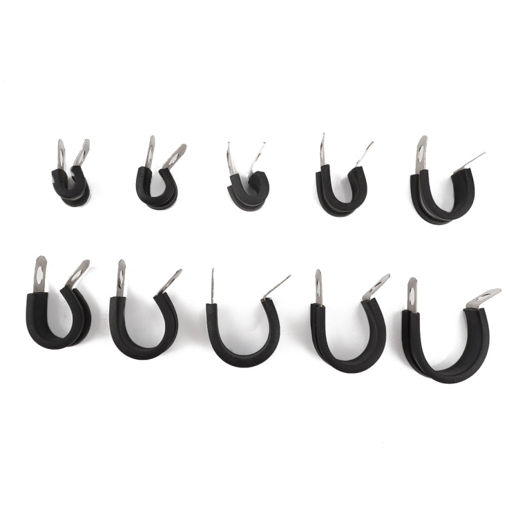 10 PCS Car Rubber Cushion Pipe Clamps Stainless Steel Clamps, Size: 2 inch (50mm)