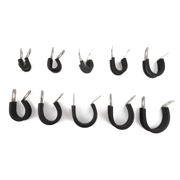 10 PCS Car Rubber Cushion Pipe Clamps Stainless Steel Clamps, Size: 2 inch (50mm)