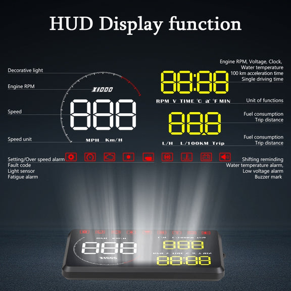 A9 5.5 inch Universal Car OBD2 HUD Vehicle-mounted Head Up Display (Blue)