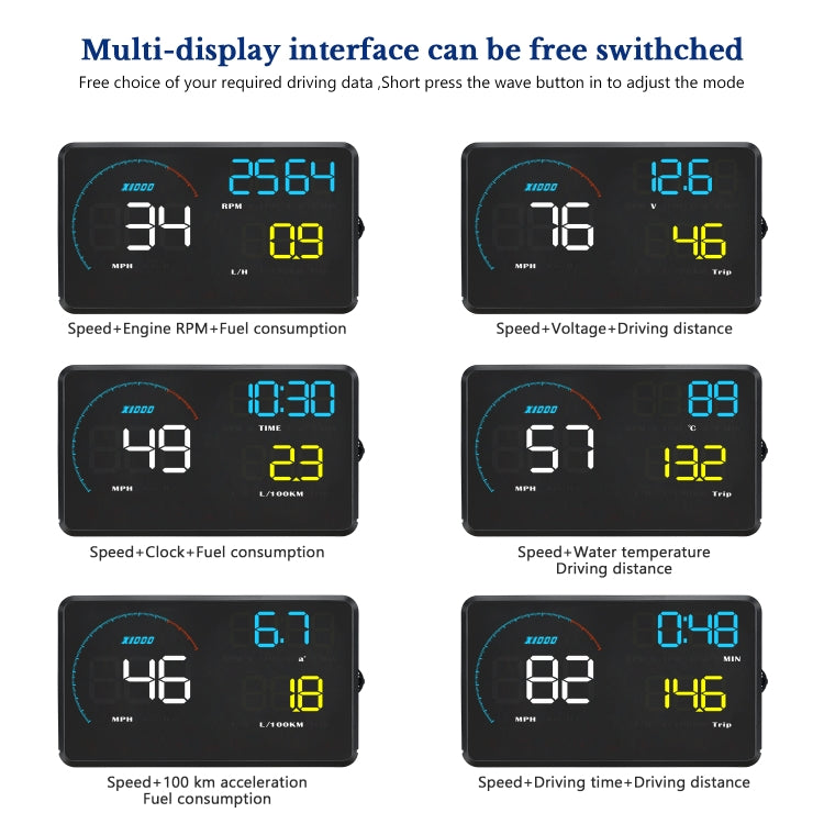 A9 5.5 inch Universal Car OBD2 HUD Vehicle-mounted Head Up Display (Blue)