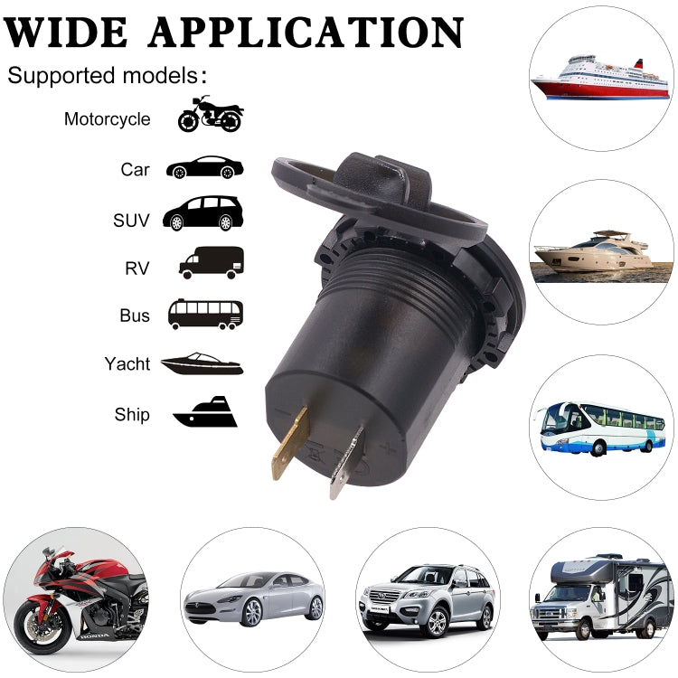 Universal Car Dual Port USB Charger Power Outlet Adapter 3.1A 5V IP66 with LED Digital Voltmeter + 60cm Cable(Blue Light)
