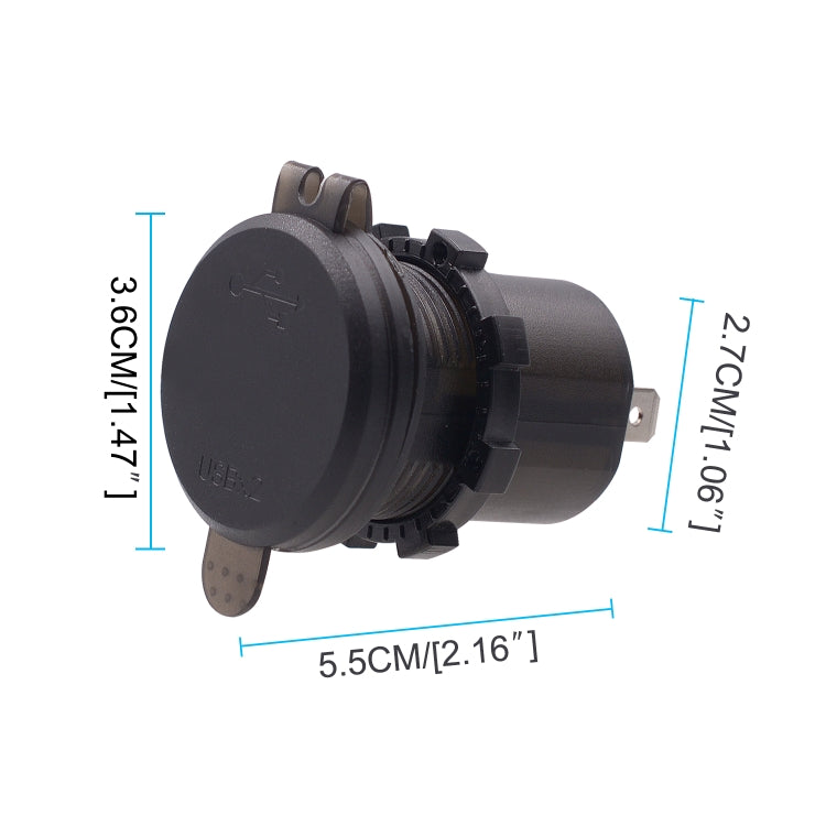 Universal Car Dual Port USB Charger Power Outlet Adapter 3.1A 5V IP66 with LED Digital Voltmeter + 60cm Cable(Red Light)
