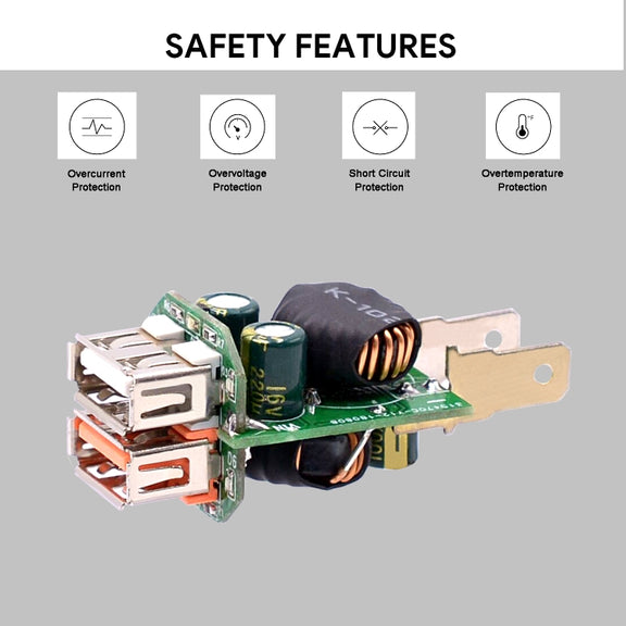 Universal Car QC3.0 Dual Port USB Charger Power Outlet Adapter 5V 2.4A IP66 with 60cm Cable(Blue Light)
