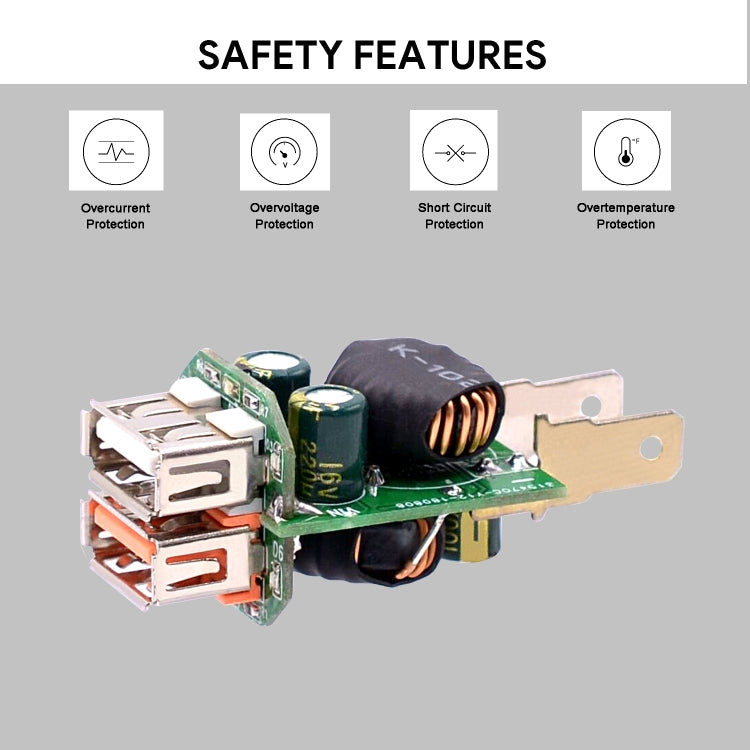 Universal Car QC3.0 Dual Port USB Charger Power Outlet Adapter 5V 2.4A IP66 with 60cm Cable(Green Light)