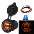 Universal Car Dual USB Charger Power Outlet Adapter 4.2A 5V IP66 with Aperture + 60cm Cable(Orange Light) - DIY Modified Charger by PMC TechLife | Online Shopping South Africa | PMC TechLife | Buy Now Pay Later Mobicred