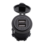 Universal Car Dual USB Charger Power Outlet Adapter 4.2A 5V IP66 with Aperture + 60cm Cable(Red Light)