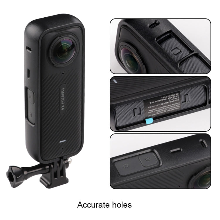 For Insta360 X4  PC Plastic Protective Frame with Adapter Mount & Screw (Black)