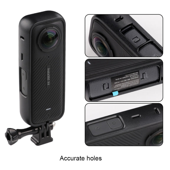 For Insta360 X4  PC Plastic Protective Frame with Adapter Mount & Screw (Black)