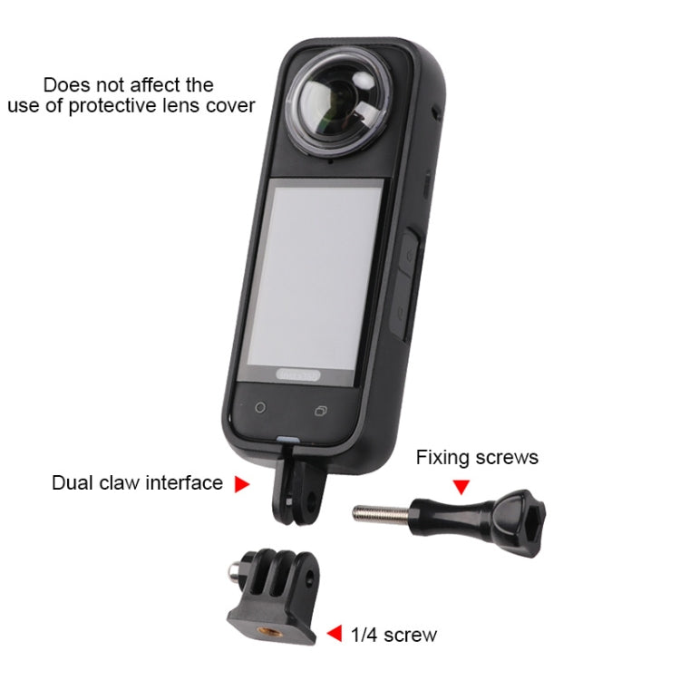 For Insta360 X4  PC Plastic Protective Frame with Adapter Mount & Screw (Black)