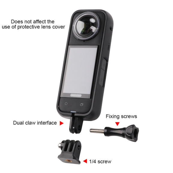 For Insta360 X4  PC Plastic Protective Frame with Adapter Mount & Screw (Black)