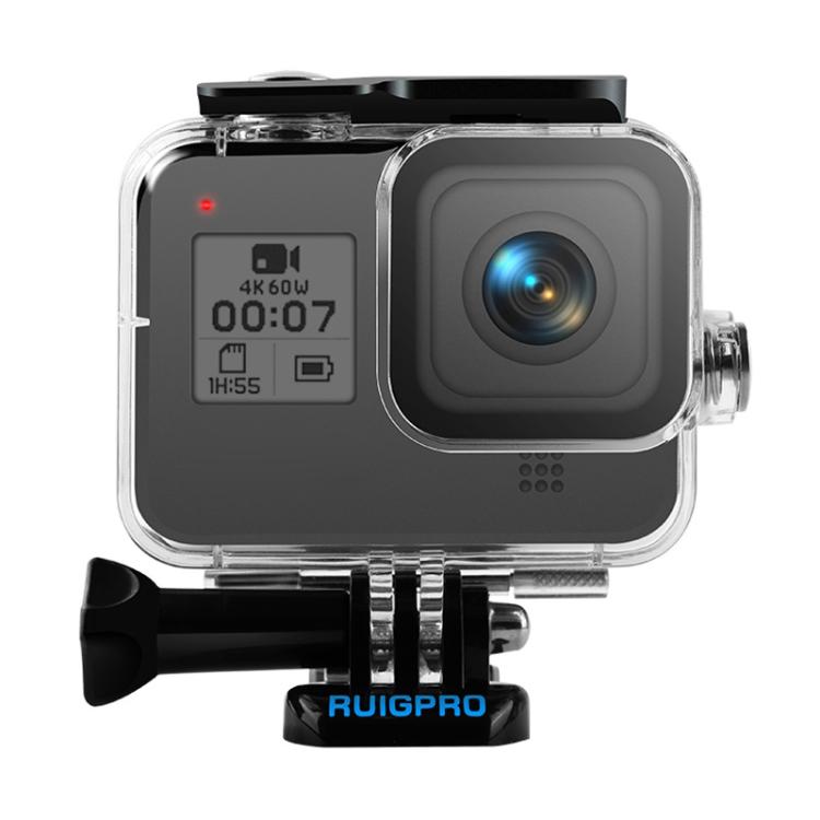 RUIGPRO for GoPro HERO8 Black 45m Water-resistant Housing Protective Case with Buckle Basic Mount & Screw(Transparent)