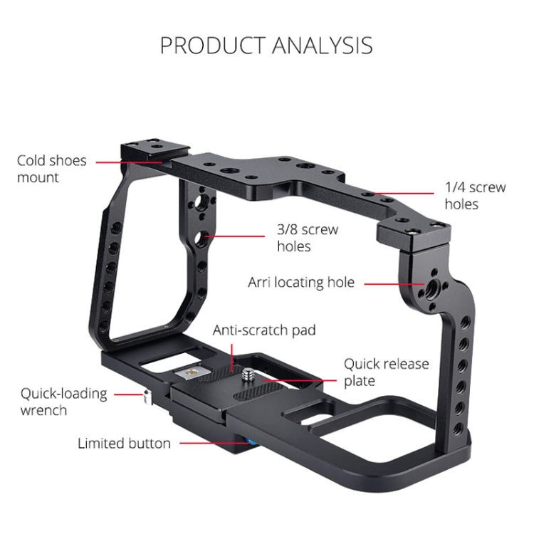 YELANGU C9 YLG0911A-A Video Camera Cage Stabilizer for DJI BMPCC 4K (Black)