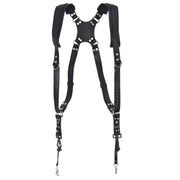 Quick Release Anti-Slip Dual Shoulder Leather Harness Camera Strap with Metal Hook for SLR / DSLR Cameras(Black)
