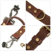 Quick Release Anti-Slip Dual Shoulder Leather Harness Camera Strap with Metal Hook for SLR / DSLR Cameras(Black)
