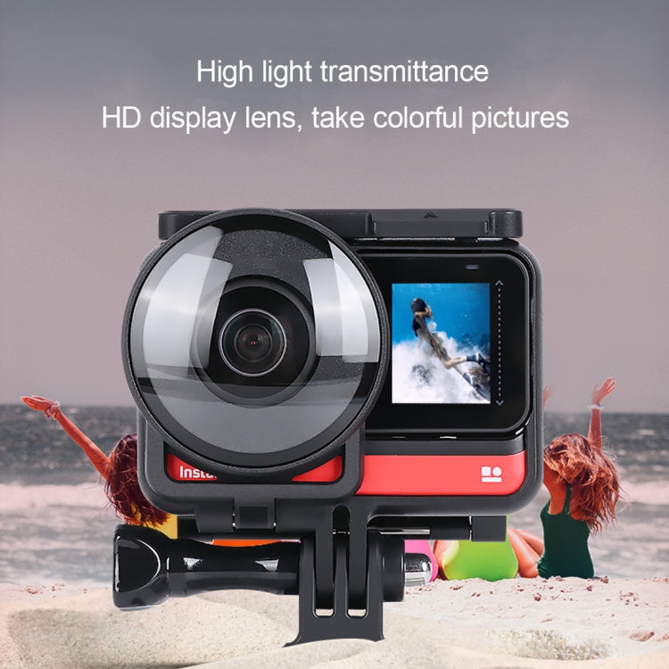 Lens Guard Protective Glass Cover for Insta360one R Panoramic Camera with Frame(Black)