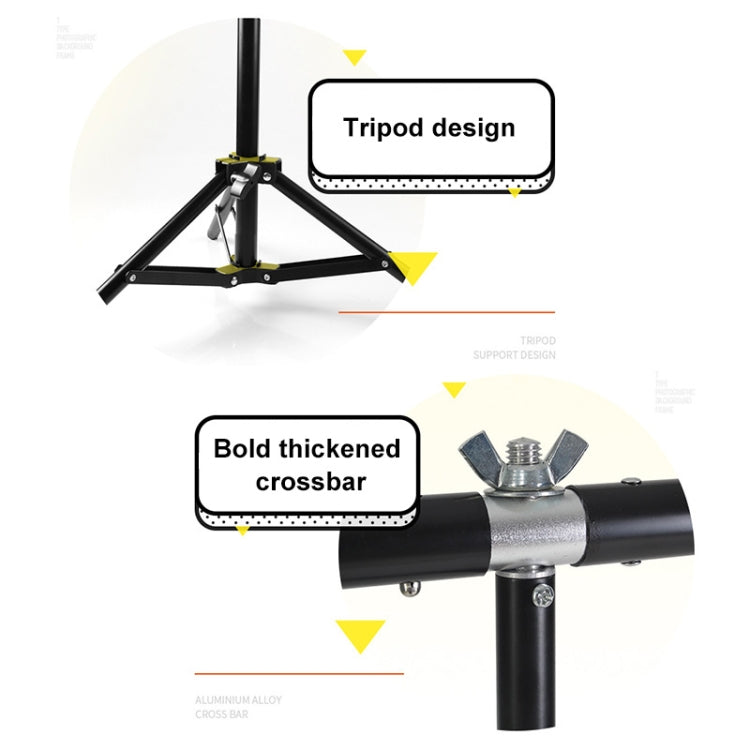 70x200cm T-Shape Photo Studio Background Support Stand Backdrop Crossbar Bracket Kit with 70x140cm Black / White PVC Backdrops