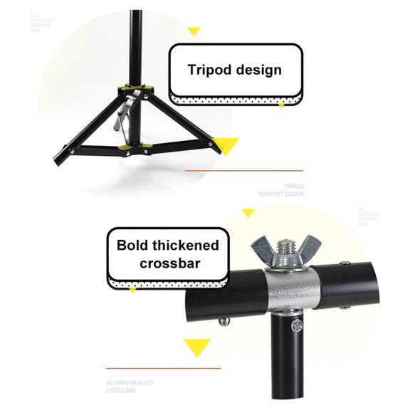 70x200cm T-Shape Photo Studio Background Support Stand Backdrop Crossbar Bracket Kit with 70x140cm Black / White PVC Backdrops