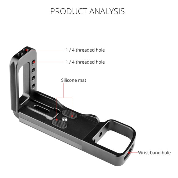 YELANGU YLG0715A 1/4 inch Vertical Shoot Quick Release L Plate Bracket Base Holder for Sony A6300 / A6000 / A6100 / A6400 / A6500 (Black)