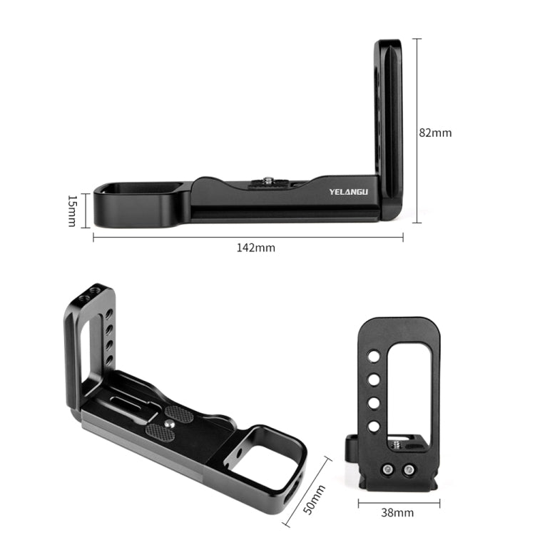 YELANGU YLG0715A 1/4 inch Vertical Shoot Quick Release L Plate Bracket Base Holder for Sony A6300 / A6000 / A6100 / A6400 / A6500 (Black)