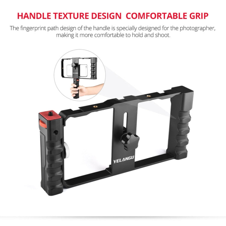 YELANGU PC02A Vlogging Live Broadcast Plastic Cage Video Rig Filmmaking Stabilizer Bracket for iPhone, Galaxy, Huawei, Xiaomi, HTC, LG, Google, and Other Smartphones(Black)