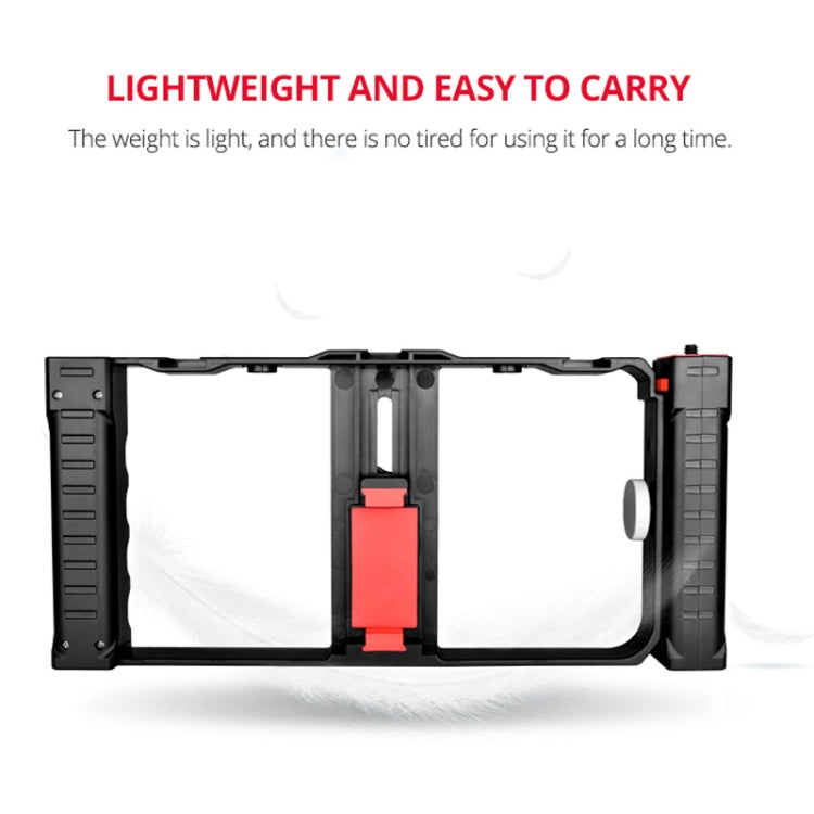 YELANGU PC02A Vlogging Live Broadcast Plastic Cage Video Rig Filmmaking Stabilizer Bracket for iPhone, Galaxy, Huawei, Xiaomi, HTC, LG, Google, and Other Smartphones(Black)