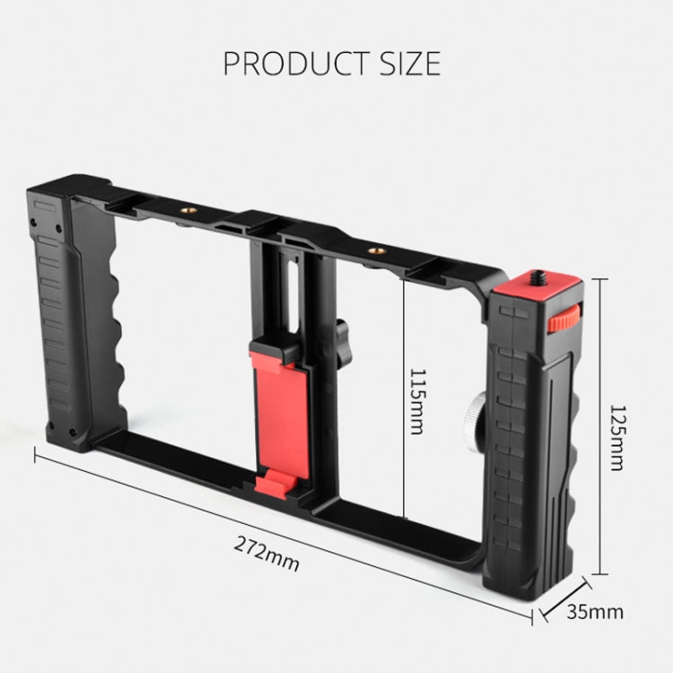 YELANGU PC02A Vlogging Live Broadcast Plastic Cage Video Rig Filmmaking Stabilizer Bracket for iPhone, Galaxy, Huawei, Xiaomi, HTC, LG, Google, and Other Smartphones(Black)